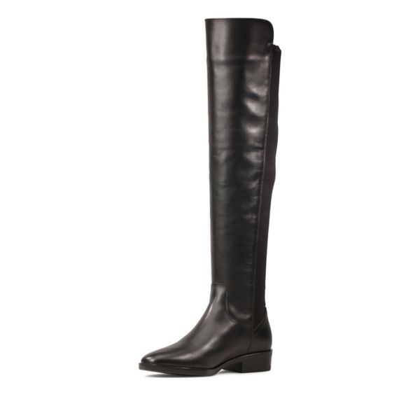 Clarks Womens Pure Caddy Knee High Boots Black | UK-6973804